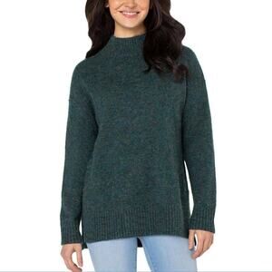 New! Well Worn Women's Mock Neck High Low Hem Cozy Soft Nep Yarn Sweater